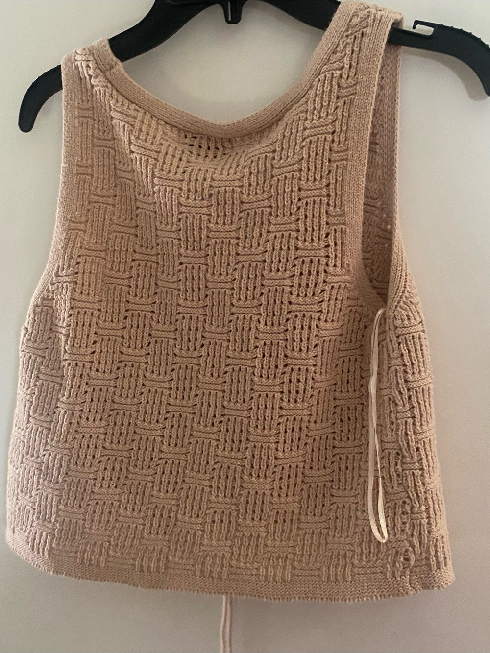Pink Rose Open cable-knit crochet short sleeve lightweight sweatervest boho S - Picture 5 of 5